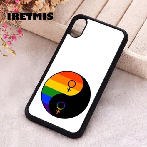 Iretmis 5 5S SE Phone Cover Case for iPhone 6 6S 7 8 Plus X Xs XR 11 12 Mini Pro Max Lgbt Yin Yang Lesbian Gay Pride Rainbow