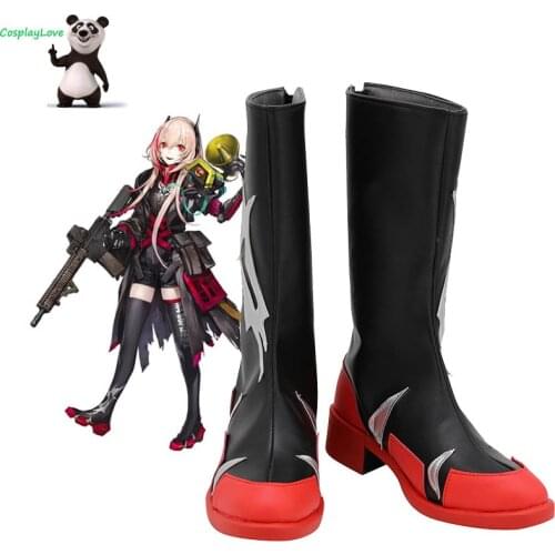 CosplayLove Girls Frontline M4 SOPMOD Block II Black Shoes Cosplay Long Boots Leather Custom Hand Made