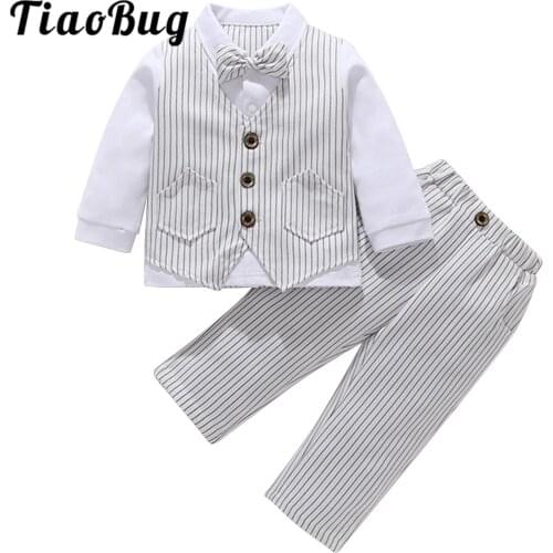 Kids Gentleman Outfit Toddler Baby Boys Clothes Set Flower Boys Suits Christening Wear Wedding Birthday Party Infant Formal Suit