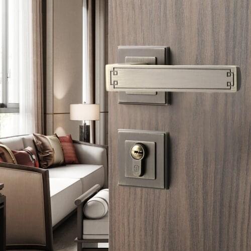 Home Zinc Alloy Retro Silent Anti-theft Door Lock Bedroom Mechanical Handle Split Door Locks Furniture Hardware Accessories