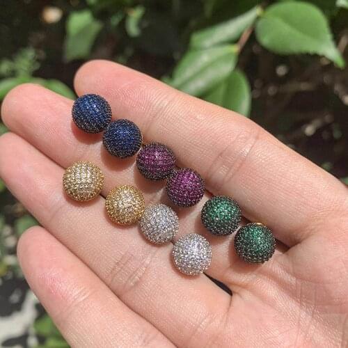 Funmode Elegant Ball Shape Micro CZ Pave Stud Earrings For Women Engagement Korean Earring 2020 Wholesale FE91