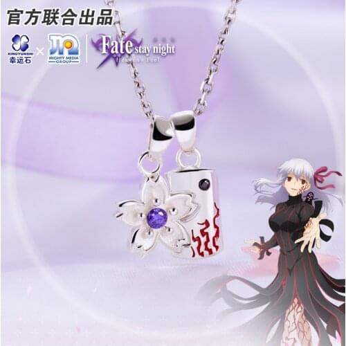 Fate Stay Night Heavens Feel Sakura Anime FGO FSN Pendant Silver 925 Sterling Cross Jewelry Necklace Manga Role Action Figure