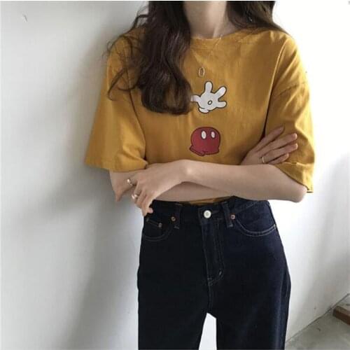 Cute Print T shirt Women Spring Summer New Short Sleeve O Neck T-shirts Women Cotton Spandex Women Tops