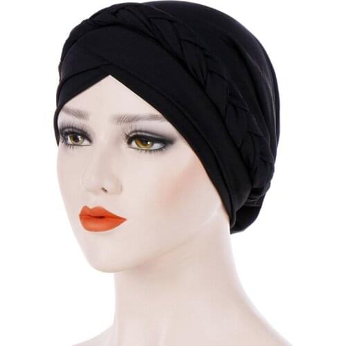 Cap African Style Headwear Cap African Style Muslim Turban Hair Accessories Fashion Women Solid Braided Bandanas Headwear New