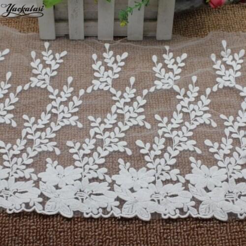 YACKALASI Cotton Embroidery Lace Scalloped 3 Yards Floral Lace Applique DIY Garment Accessories Free shipping 23cm