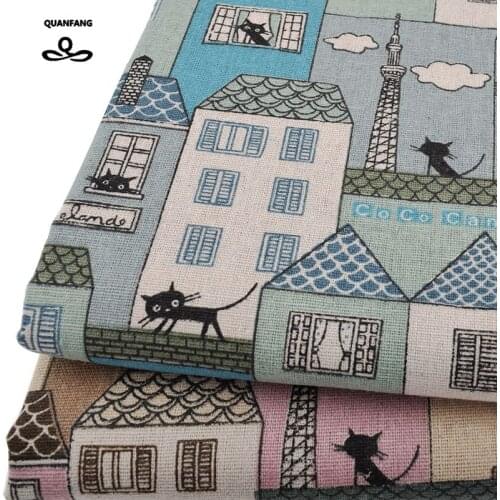 Printed Cotton Linen Fabric For Patchwork Quilting Sewing DIY Sofa Table Cloth Furniture Cover Tissue Curtain Bag Cushion Fabric