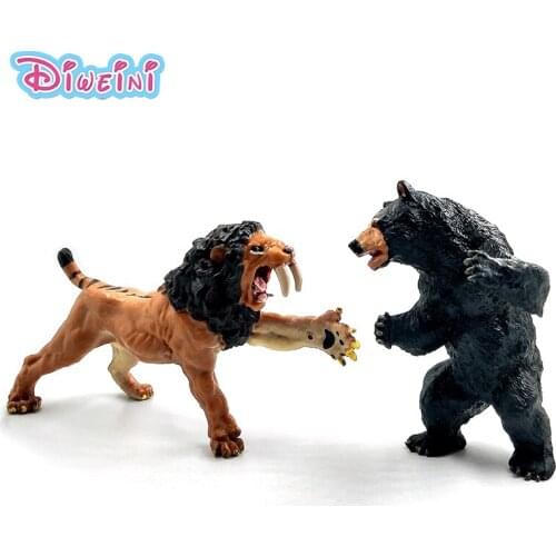 Simulation forest Black Bear Saber tootheed lion wild animal model one piece action figure PVC hot toy Gift For Kids Decoration