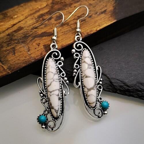 Indian Tribal Stylish Natural Dangle Drop Earrings Resin Stone Boho Ethnic Vintage Hanging Earrings 2020 for Women