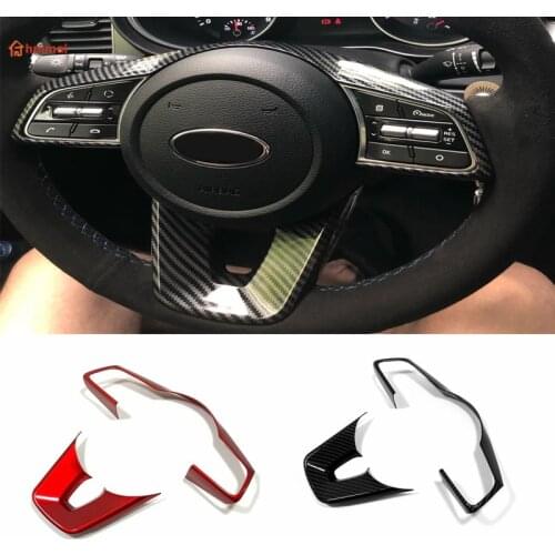 For Kia Cerato k3 Seltos 2019 2020 Carbon red Steering Wheel Cover Trim Protector Sticker Frame Interior Car Accessories