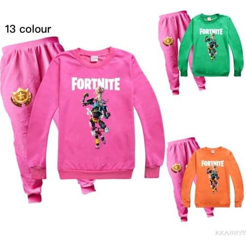 Fortnite Kids Clothes Set Boys Christmas Costume Fashion Long Sleeve Sweatshirt Hoodies Tops Pants for Girls