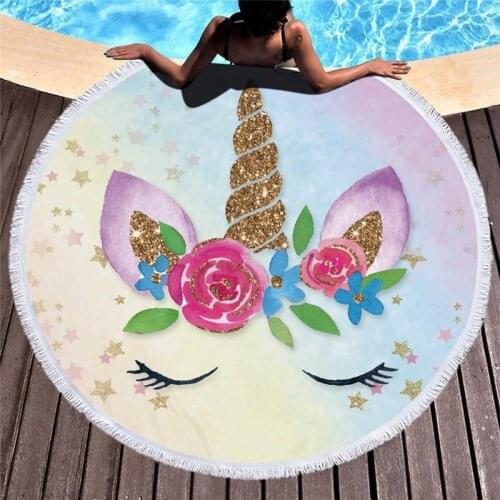 Round Beach Towel Microfiber Round Swimming Pool Blanket Drawstring Backpack Beach Towel Summer Beach Supplies