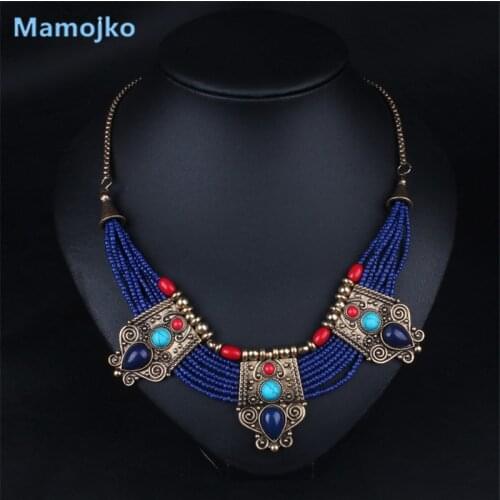 Mamojko New Bohemian Multilayer Beads Pendant Necklace for Women Fashion Exaggerated Statement Necklace Collar Jewelry