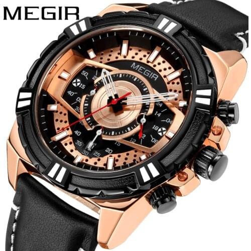 MEGIR 2021 New Multifunctional Luminous Trend Military Watches Male Chronograph Calendar Waterproof Personality Watch 2118G