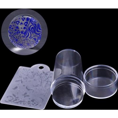 Clear Jelly Silicone Nail Stamper Set with Scraper Nail Art Stamping Tool Set for DIY Nail Stamping Manicure Nail Tool