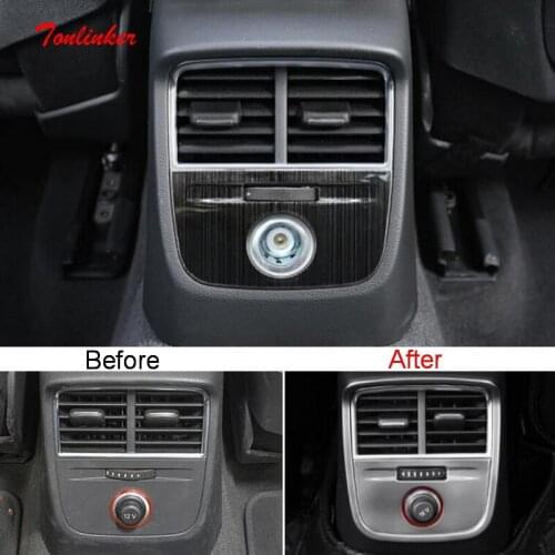 Tonlinker Rear-Seat Cigarette Lighter Outlet Panel Cover stickers for AUDI A3 2014-18 Car styling 1 PCS Stainless Steel stickers