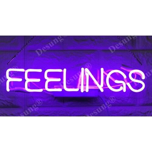 14“ Feelings Purple Acrylic Custom Neon Light Lamp Sign Beer Handmade Real Glass Decorate Home Wall Room Windows Tube Artwork