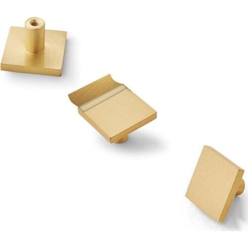2021 New Solid Brass Single Hole Cabinet Door Handle Simple Square Design Wardrobe Wine Cabinet Drawer Furniture Knob Handles
