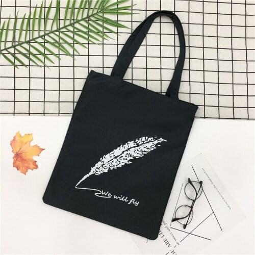2019 New Style Pure-color Polyester Printed Canvas Bags Fashion Shopping Bags Fresh One-shoulder Handbags