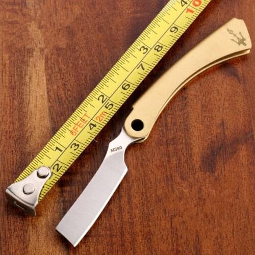 Damascus Steel Knife Portable Folding Razor Brass handle Mini Shaving Razor Barber Tools Multifunctional Mens Knife EDC tool