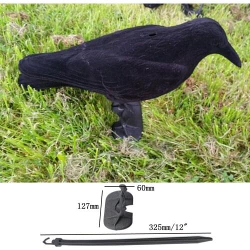 1 Set Lifelike Size Flocked Crow Black Full Body Crows Standing Hunting Decoy Jet Black Trap Rook Home Hunt Shooting Accessories