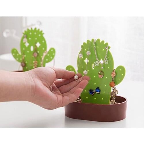 2020 Necklace Bracelet Earrings Storage Organizer Cactus Shaped Jewelry Display Stand Rack Box House Wholesale Drop Shipping