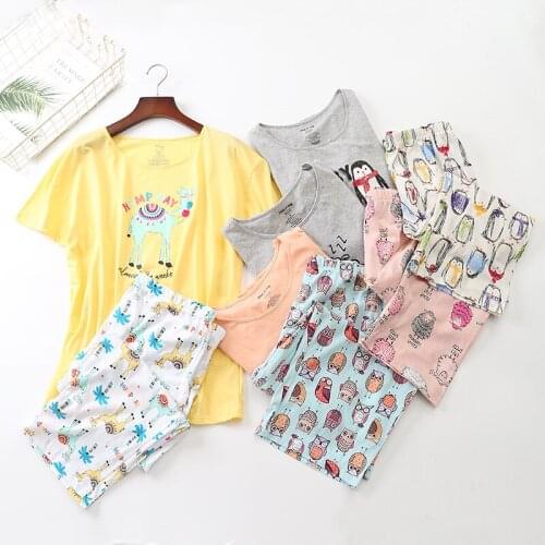 Short Sleeved Korean Cartoon Printing Pajamas Tall Woman Loungewear Pyjamas Women Pijama Summer Plus Size Sleepwear Lingerie 3XL