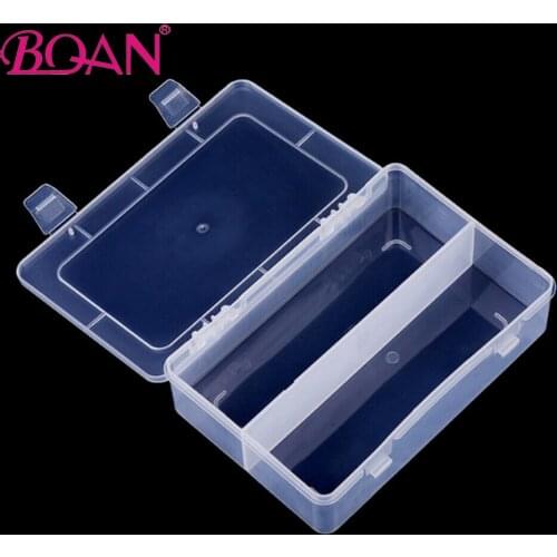 BQAN 1pc Empty Plastic Two Grids Rectangle Storage Box For Nail Brushes Drill Bit Tweezers Makeup Tools Display Container