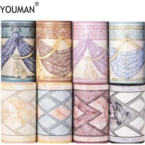 YOUMAN Self Adhsive PVC Wallpaper Border Home Decor Waterproof Kitchen Wall Skirting Bathroom Wall Waistline Wall Paper Border