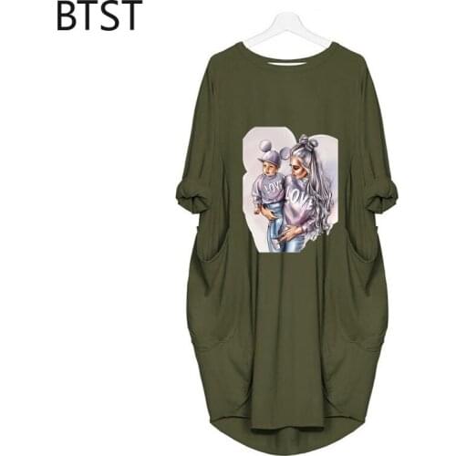 Mother Love for Her Children Print Dresses for Womens summer sundresses long Sleeve Streetwear Dresses Ladies Loose Casual