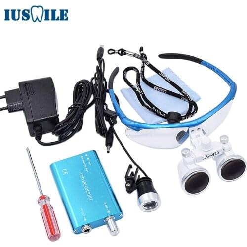 Dental Loupes With LED light 3.5X 420mm Dental Magnifier Optical Glass Surgical Loupes