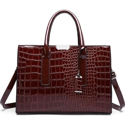 Retro HandleBag Fashion Square 2019 New Quality Pu Leather Women Crocodile Pattern Tote Bag Lock Shoulder Female Messenger Bags