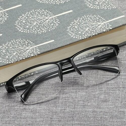 Ultralight Square Half Frame Reading Glasses Presbyopic Glasses Men Women Black Frame Eyewear Accessories