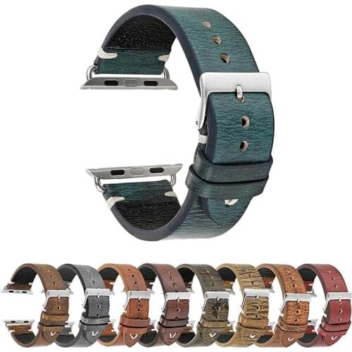 Vintage Genuine Leather Bracelet For Apple Watch Band 38mm 40mm 42mm 44mm Series 4 3 2 For Apple Watch Strap iWatch Watchband
