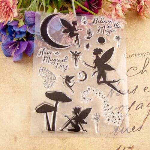 1Pcs/1Set 10x15CM Transparent Flower Fairy Pattern Card Making Decorative Stamps Transparent Silicone Seal