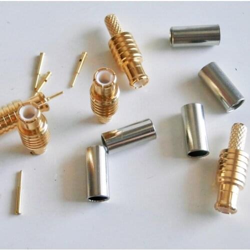 1Pcs RF Coax Connector Socket MCX Male Crimp for RG179 LMR100 RG316 RG174 RF Coaxial cable antenna Gold Plated Brass PTFE
