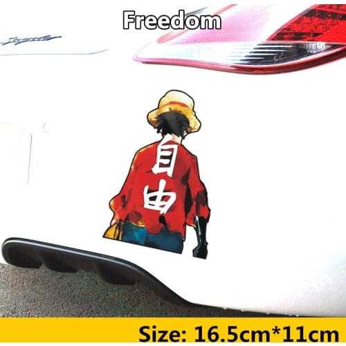 16.5CM*11CM Luffy Monkey ONE PIECE Freedom Pirates Funny Creative Decals Auto Tuning Styling D16