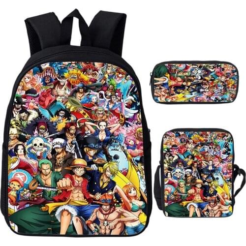 3 Pcs/Set One Piece Backpack Hot Anime Bookbags 3D Print School Bags Boys Girls Book Knapsack Teens One Piece School Backpacks