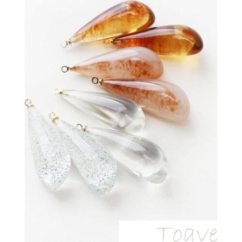 4pcs Resin blooming oblique water drop pendant diy earrings material accessories simple temperament coffee transparent white