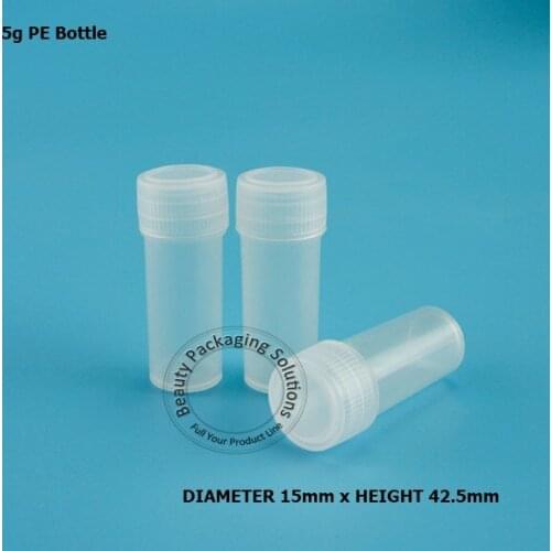 500pcs/Lot Wholesale 5g Plastic Container Refiilable PE Test Bottle Small Transparent Packaging Experiment Supplies Canister
