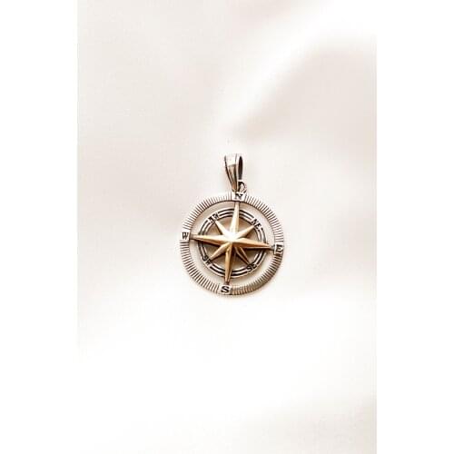 925 Sterling Silver Compass Necklace men necklace stainless steel Necklace Women Men Simple Long Chain Rectangular pendant