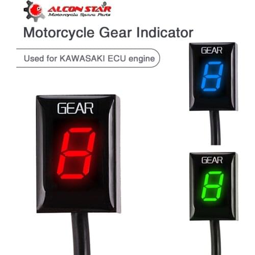 Alconstar Universal Motorcycle Digital Gear Indicator LED Shift Level Sensor 6 Speed 3 Color EFI Moto For KAWASAKI