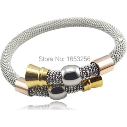 316L Stainless Steel Wire cabal Spring chain Bracelet Cuff Bangle for Women Girls Jewelry 2.26
