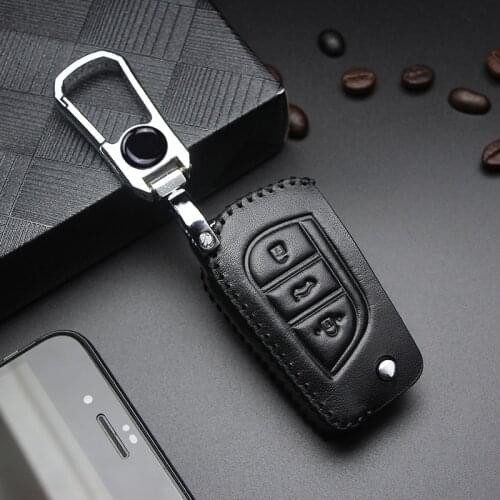 3 Button Leather Car Remote Key Fob Shell Cover Case For Toyota Auris Corolla Avensis Verso Yaris Aygo Scion TC IM 2015 2016