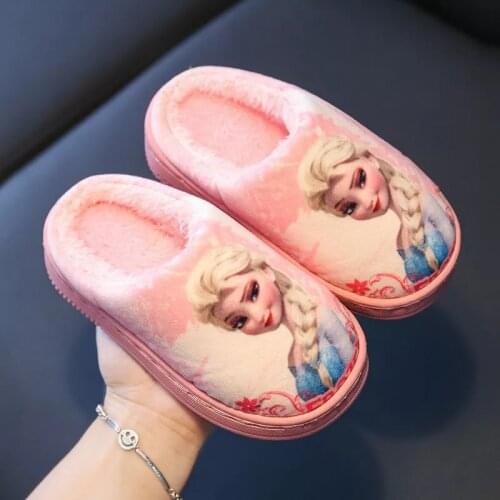 Disney Frozen Elsa childrens cotton slippers girls autumn winter cute cartoon home baby non-slip parent-child slippers 2020 new