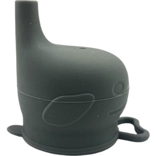 Baby Food Grade Silicone Sippy Cup Lid Dolphin Shape Spill Proof Straw Mug Cover P31B