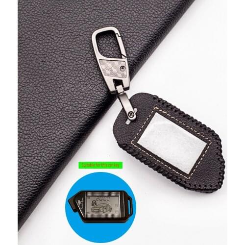Two Way LCD Remote 100% Leather Key Case Cover For Sher-khan Mobicar A Mobicar B Russian Version 2 Way Car Alarm System