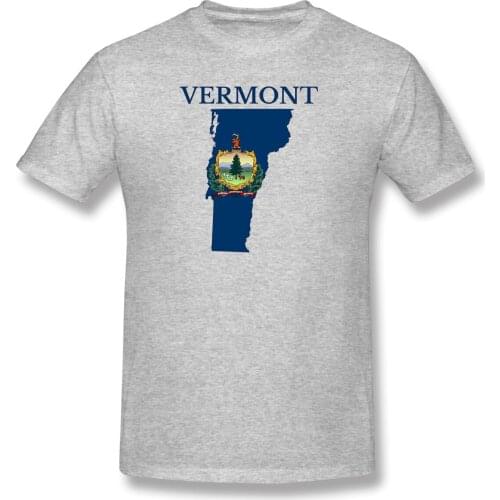 Vermont State Flag Map Geeky Mens Basic Short Sleeve T-Shirt R282 Tees Tops European Size