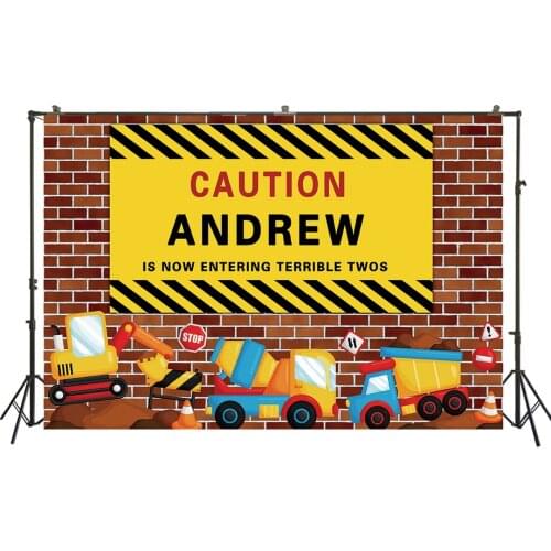 HUAYI Photography Backdrops Birthday Photo Backdrop Construction Baby Shower Birthday Party Decor Banner Background Props W-631