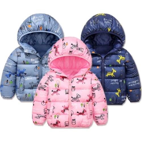 2020 Winter Jackets Girls Thick Baby Girl Jacket Children Hooded Warm Cotton Jacket The Cartoon Print Winter Coats Kids clothes
