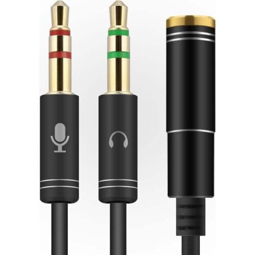 Hot!!! 3.5mm Jack Microphone Headset Audio Splitter Cable Female to 2 Male Headphone Mic Aux Extension Cables For phone Computer